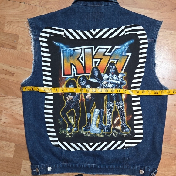 HANDMADE UPCYCLED KISS Denim Vest - Picture 2 of 6